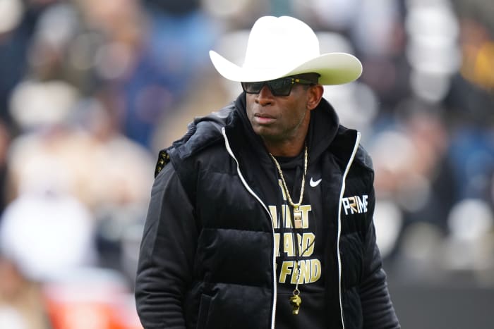 Colorado Buffaloes head coach Deion Sanders during the first half of the spring game at Folsom Field